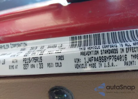 2000 Jeep Wrangler Sport from USA, damaged, VIN 1J4FA49S8YP764016